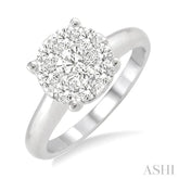 1 Ctw Lovebright Round Cut Diamond Bridal Ring in 14K White Gold