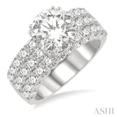 1 3/4 Ctw Triple Row Round Cut Diamond Semi-Mount Engagement Ring in 14K White Gold