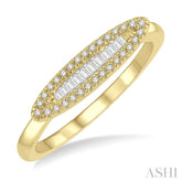 1/5 Ctw Pod Center Baguette and Round Cut Diamond Stackable Petite Fashion Ring in 10K Yellow Gold