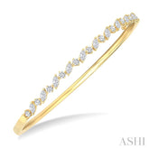 1 1/3 Ctw Marquise and Round Cut Diamond Stackable Bangle in 14K Yellow Gold