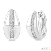 1/6 Ctw Round Cut Diamond Bold Fashion Hoop Earrings in 10K White Gold