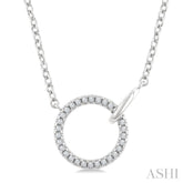 1/10 Ctw Round Cut Diamond Interlocked Circle Fashion Petite Pendant With Chain in 10K White Gold
