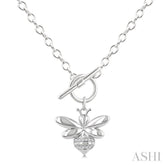1/20 Ctw Bumble Bee Toggle Single Cut Diamond Fashion Necklace in Sterling Silver