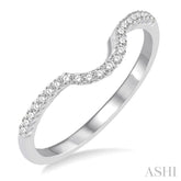 1/6 Ctw Deep Curve Center Round Cut Diamond Wedding Band in 14K White Gold