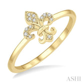 1/20 Ctw Fleur De Lis Single Cut Diamond Petite Fashion Ring in 10K Yellow Gold