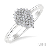 1/6 Ctw Petite Pear Shape Round Cut Diamond Cluster Fashion Ring in 10K White Gold
