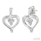 1/50 Ctw Single Cut Diamond Heart Earrings in Sterling Silver