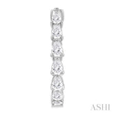 1 1/2 Ctw North-South Pear Shape Diamond Fashion Hoop Earring in 14K White Gold