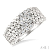 1/10 Ctw Bold Ball Bead and Slanted Round Cut Diamond Fashion Ring in Sterling Silver