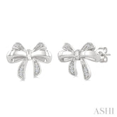 1/20 Ctw Bow Single Cut Diamond Fashion Earrings in Sterling Silver
