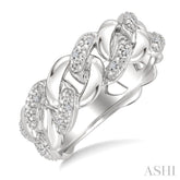 1/20 Ctw Round Cut Diamond Curb & Cuban Ring in Sterling Silver