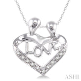 1/20 Ctw Round Cut Diamond Child & Mom Pendant in Sterling Silver with Chain