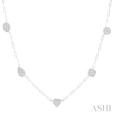 3/4 Ctw Lovebright Mixed Shape Mount Round Cut Diamond Station Necklace in 14K White Gold