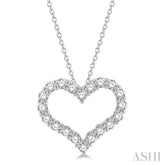 2 Ctw Heart Shape Round Cut Diamond Pendant With Chain in 14K White Gold