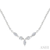 1/3 Ctw Marquise & Round Cut Diamond Necklace in 14K White Gold