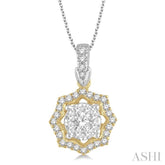 1/3 Ctw Star Lattice Lovebright Round Cut Diamond Pendant With Chain in 14K White and Yellow Gold