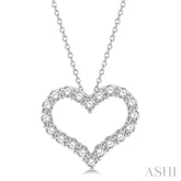 1 1/2 Ctw Heart Shape Round Cut Diamond Pendant With Chain in 14K White Gold