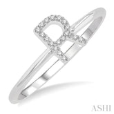 1/20 Ctw Initial 'R' Round Cut Diamond Fashion Ring in 10K White Gold