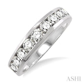 1 Ctw Channel Set Round Cut Diamond Wedding Band in 14K White Gold