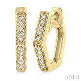 1/8 Ctw Petite Hexagon Round Cut Diamond Fashion Huggies in 10K Yellow Gold