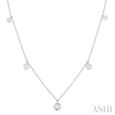 1 Ctw Bezel Set Round Cut Diamond Station Necklace in 14K White Gold