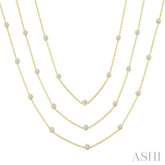 7 Ctw Bezel Set Round Cut Diamond 60-Inch Long Station Necklace in 14K Yellow Gold