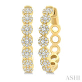 1/2 Ctw Cluster Round Cut Diamond Hoop Earring in 14K Yellow Gold