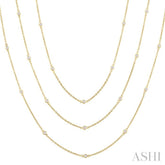 1 Ctw Bezel Set Round Cut Diamond 60-Inch Long Station Necklace in 14K Yellow Gold