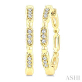 1/8 Ctw Ball Bead and Oblong Link Round Cut Diamond Fashion Hoop Earring in 10K Yellow Gold