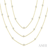 5 Ctw Bezel Set Round Cut Diamond 60-Inch Long Station Necklace in 14K Yellow Gold