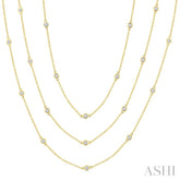 2 Ctw Bezel Set Round Cut Diamond 60-Inch Long Station Necklace in 14K Yellow Gold