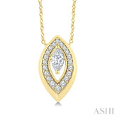 1/3 Ctw Open Window Marquise and Round Cut Diamond Fashion Pendant With Chain in 14K Yellow Gold