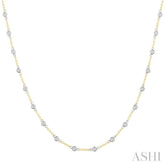1 Ctw Bezel Set Round Cut Diamond Station Necklace in 14K Yellow and White Gold