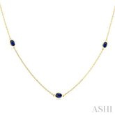 4x3 MM Oval Cut Sapphire Precious Station Necklace in 14K Yellow Gold