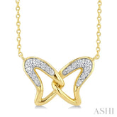 1/10 Ctw Round Cut Diamond Interlock Wings Pendant With Chain in 10K Yellow Gold