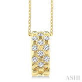 1/5 Ctw Round Cut Diamond Checkered Fashion Pendant With Chain in 10K Yellow Gold