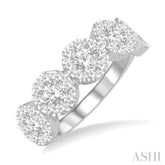 1 1/2 Ctw 5-Stone Lovebright Round Cut Diamond Band in 14K White Gold