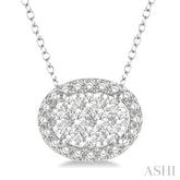 1/2 Ctw Oval Shape Lovebright Round Cut Diamond Pendant With Chain in 14K White Gold
