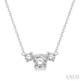 1/2 Ctw Three Stone Round Cut Diamond Past Present and Future Necklace in 14K White Gold