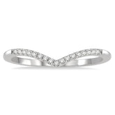 1/10 Ctw Chevron Round Cut Diamond Petite Band in 14K White Gold
