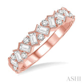 5/8 Ctw Zigzag Baguette and Round Cut Diamond Band in 14K Rose Gold