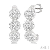 3/8 Ctw Lovebright Round Cut Diamond Half Hoop Earring in 14K White Gold