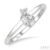 1/6 Ctw Petite Tri-Stone Scatter Princess, Baguette & Round Cut Diamond Fashion Ring in 10K White Gold