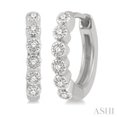 1/10 Ctw Round Cut Diamond Huggie Petite Earrings in 10K White Gold
