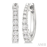 1/2 Ctw Graduated Round Cut Diamond Fashion Hoop Earrings in 14K White Gold