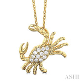1/10 Ctw Petite Crab Round Cut Diamond Fashion Pendant With Chain in 10K Yellow Gold