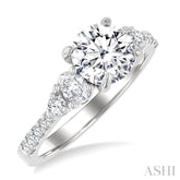 1/2 Ctw Oval and Round Cut Diamond Semi-Mount Engagement Ring in 14K White Gold