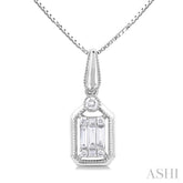1/6 Ctw Fusion Baguette and Round Cut Diamond Fashion Pendant With Chain in 14K White Gold
