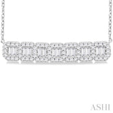 1/2 Ctw Interlocked Octagonal Shape Motif Fusion Baguette and Round Cut Diamond Necklace in 14K White Gold