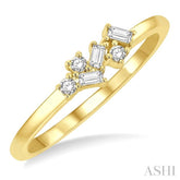 1/8 Ctw Scatter Baguette and Round Cut Diamond Petite Fashion Ring in 14K Yellow Gold